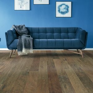 Blue colorwall living room hardwood flooring | Hernandez Wholesale Flooring