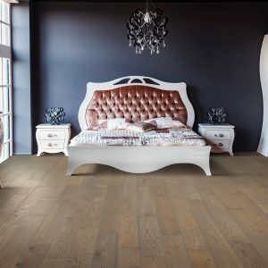 Blue colorwall bedroom hardwood flooring | Hernandez Wholesale Flooring