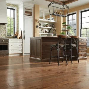 Brown hardwood flooring in a kitchen | Hernandez Wholesale Flooring