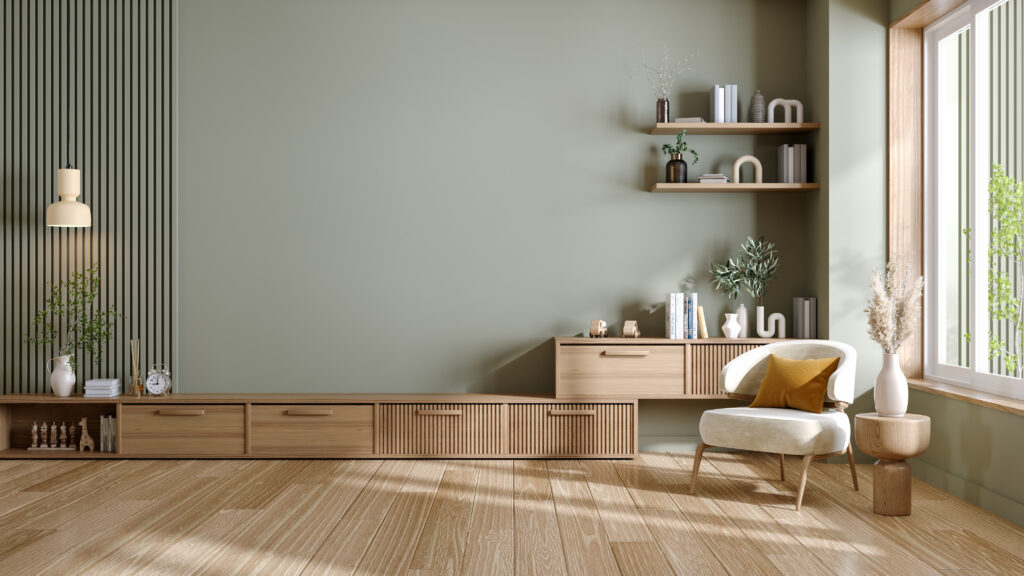 Laminate flooring in a modern rental living room