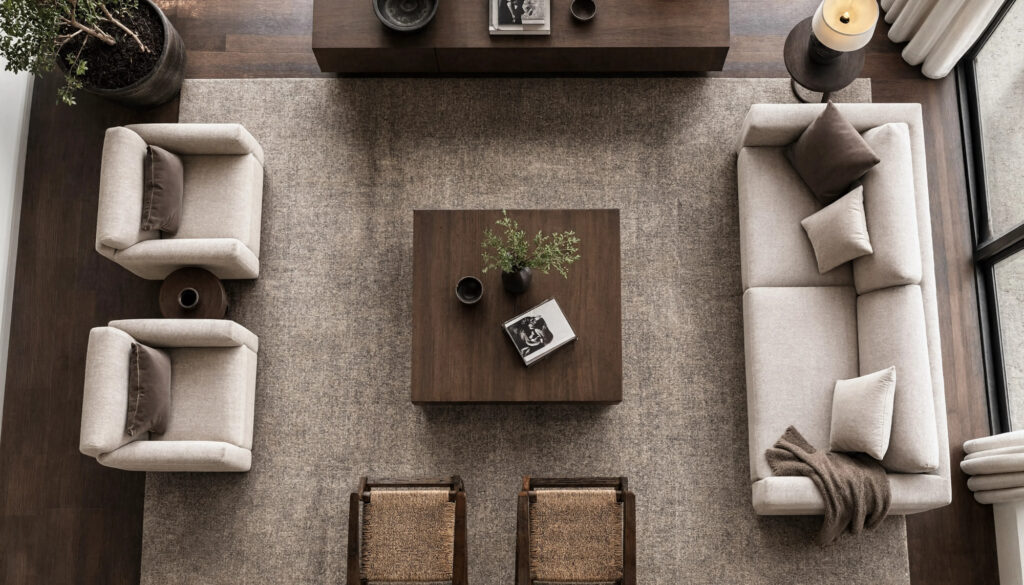 Area rug in a living room